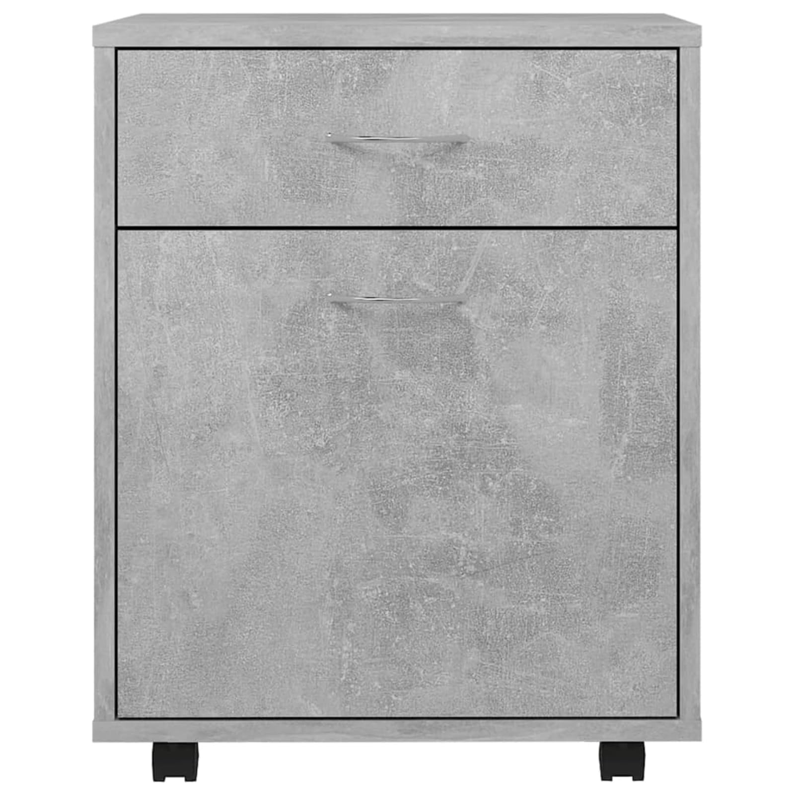 Rollen-Schrank mit 2 feststellbaren Rollen, Betongrau, Holzwerkstoff, 45 x 38 x 54 cm, Büroorganisation