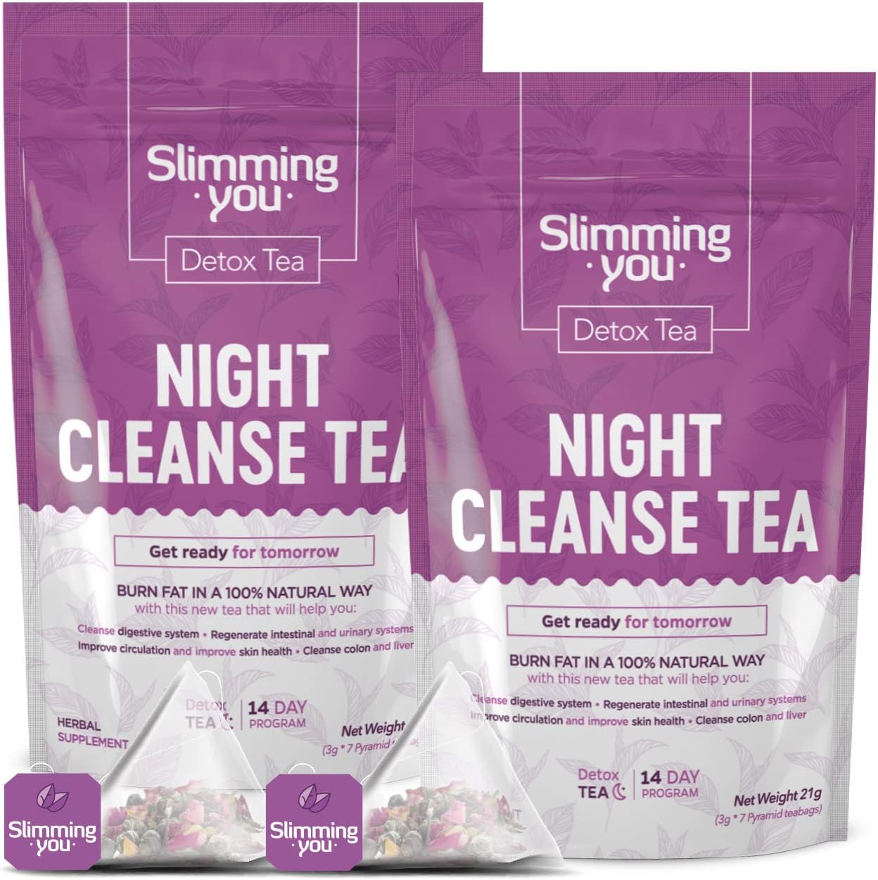 TAOISTEANight Cleanse Tea (2 Pack) - Herbal Tea, All Natural, Vegan, Non GMO (14 Tea Bags Total)