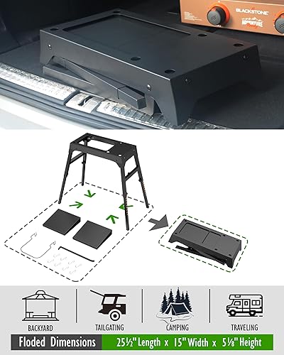 Miniatura 2 de Sivsis Blackstone Soporte de parrilla para 17 o 22 pulgadas, soporte de parrilla portátil Blackstone con estante lateral, ganchos para herramientas,