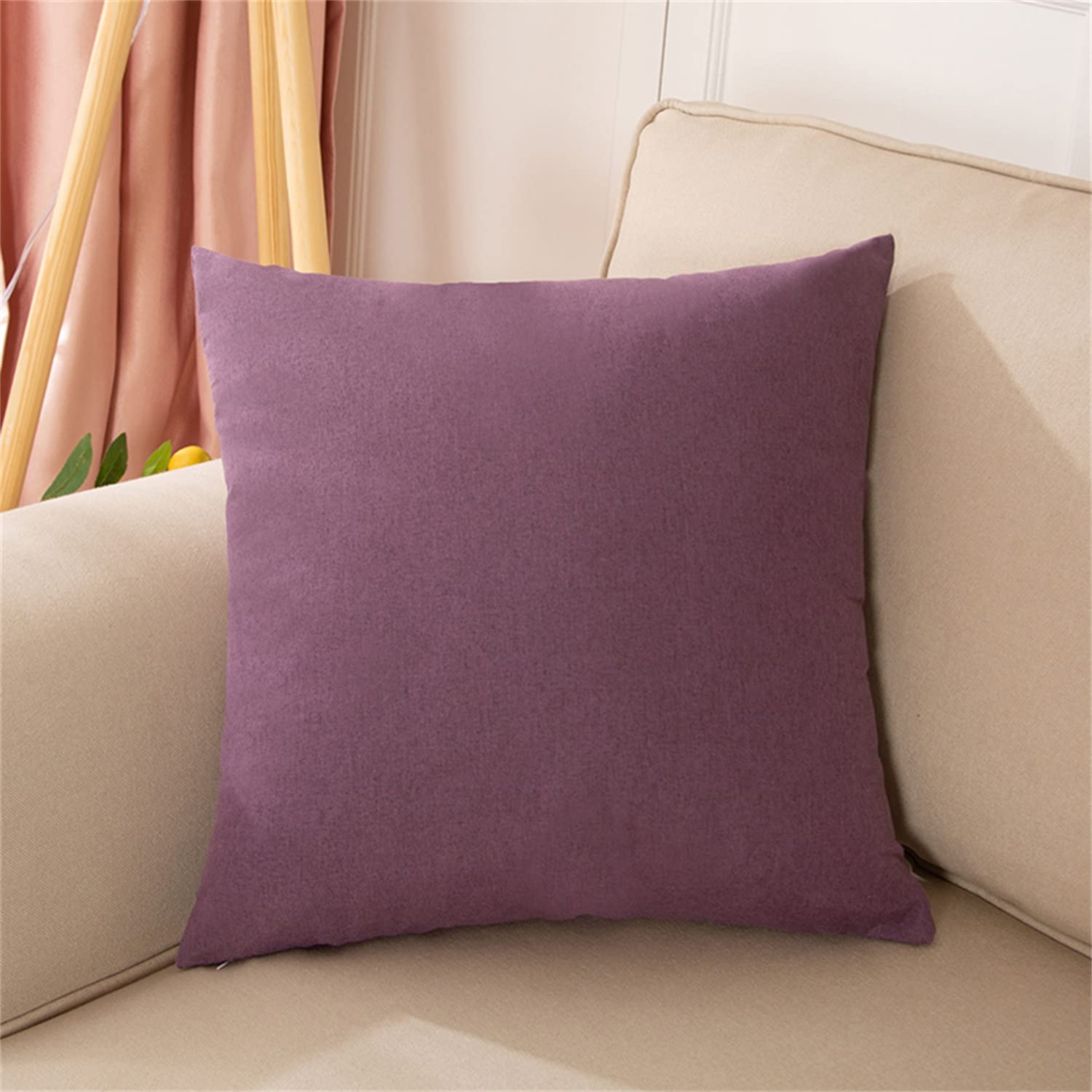 Federe Cuscini Decorativi Cotone e Lino Copricuscini Morbido Resistente Copricuscino, per Divano Letto, (Viola Chiaro,40 * 60cm(Set di 6))
