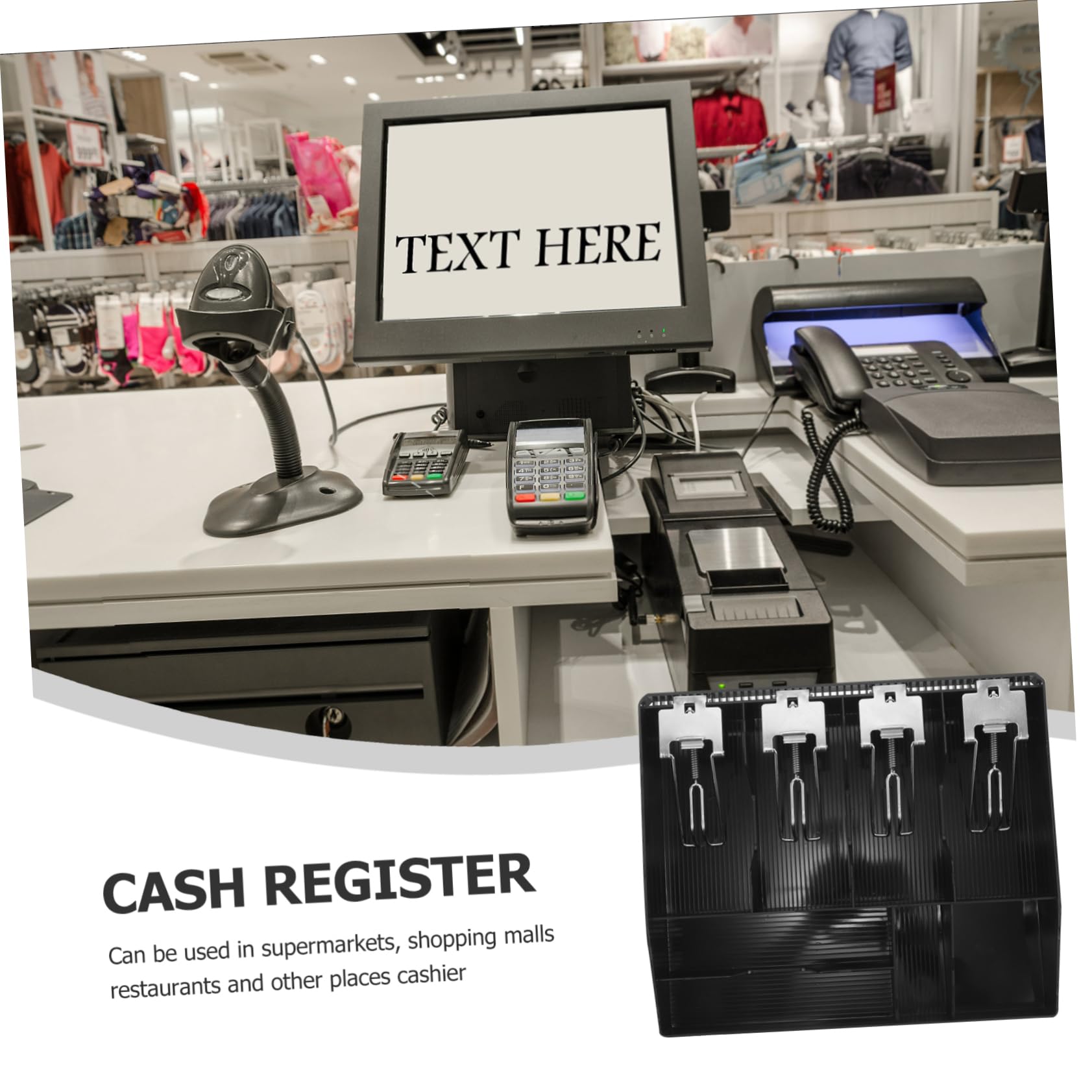 DOITOOL Registratore Cassa con Scomparti Portamonete e Banconote Soldi Resistente per Piccole Imprese Vassoio Portatile per Negozio e Supermercato