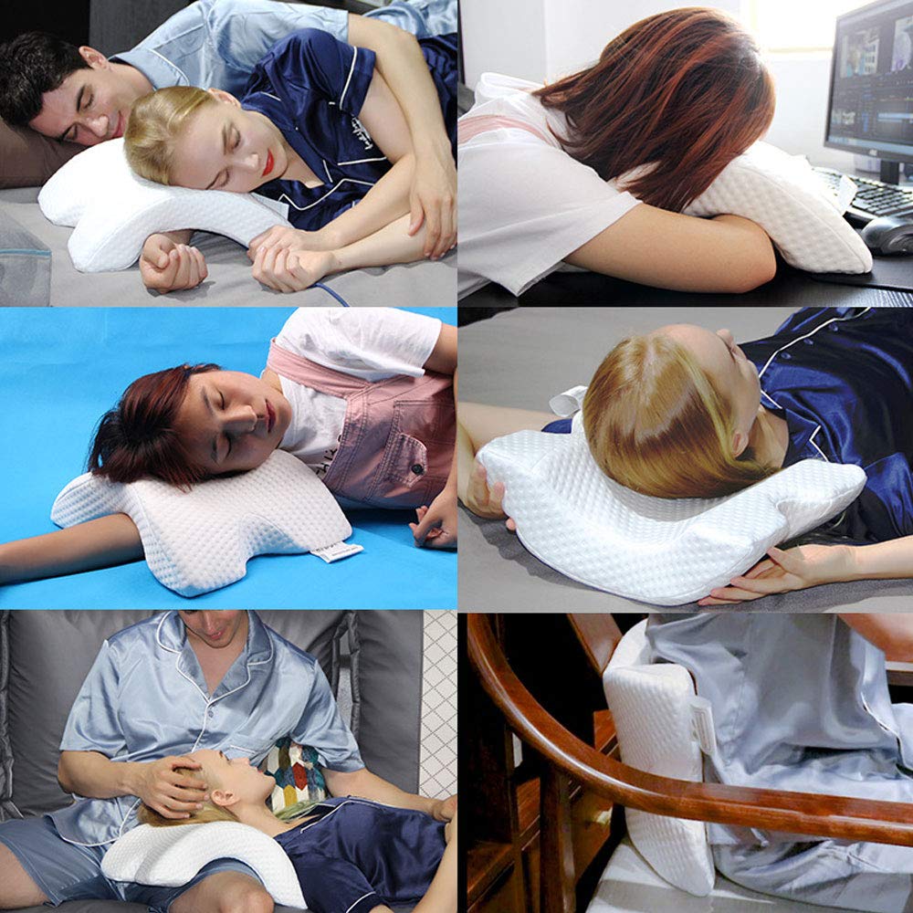Oreiller Ergonomique pour La Nuque, Oreiller à mémoire de forme, Oreiller arqué Side Sleeper Arm Rest Pillow, Sommeil Profond soulagement de la Douleur coussin pour Couple