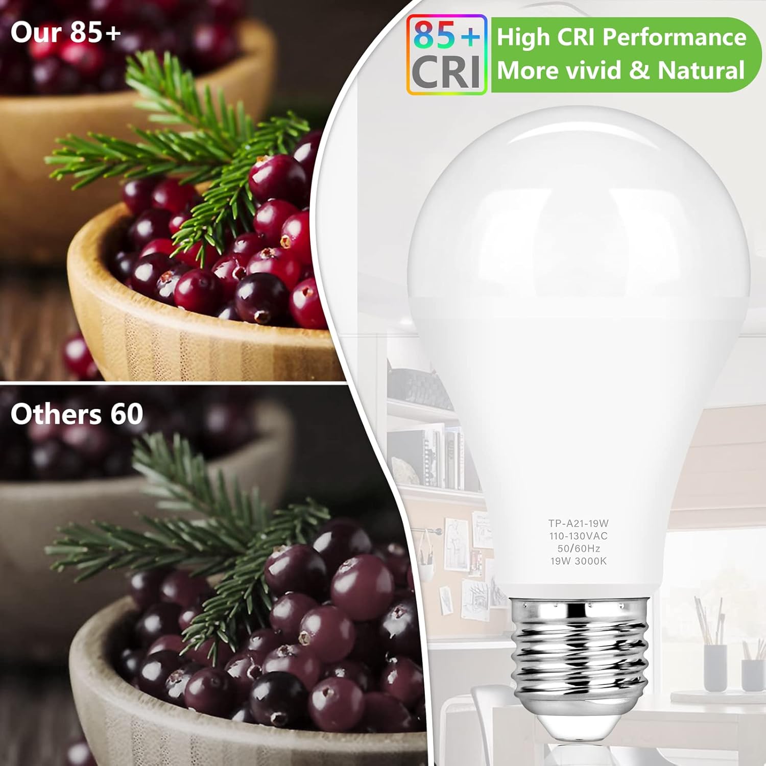 MAXvolador A21 LED Light Bulbs, 150 Watt Equivalent, Soft White 3000K, 2600LM, E26 Base, Non-Dimmable, 19W Light Bulbs, Pack of 6