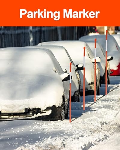Miniatura 4 de 10 marcadores reflectantes para calzada, estacas de nieve de 48 pulgadas con cinta reflectante altamente visible, estaca de poste de nieve de 516