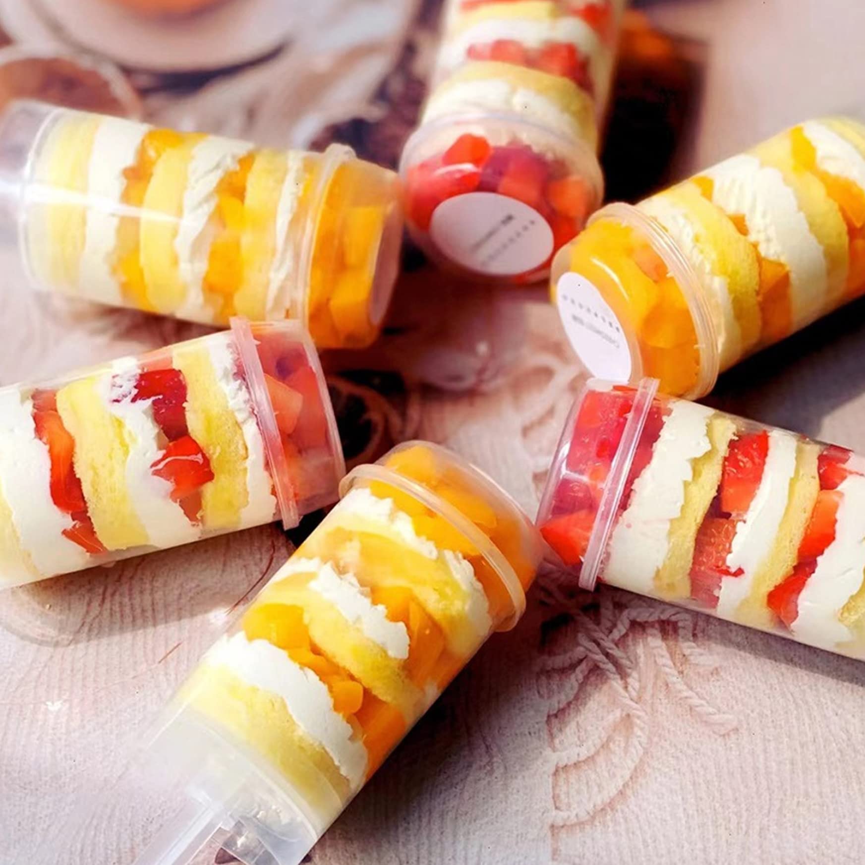 Récipients à gâteaux 30 pièces, conteneurs transparents de forme ronde pour tire-gâteau Push Up pour desserts à la crème glacée