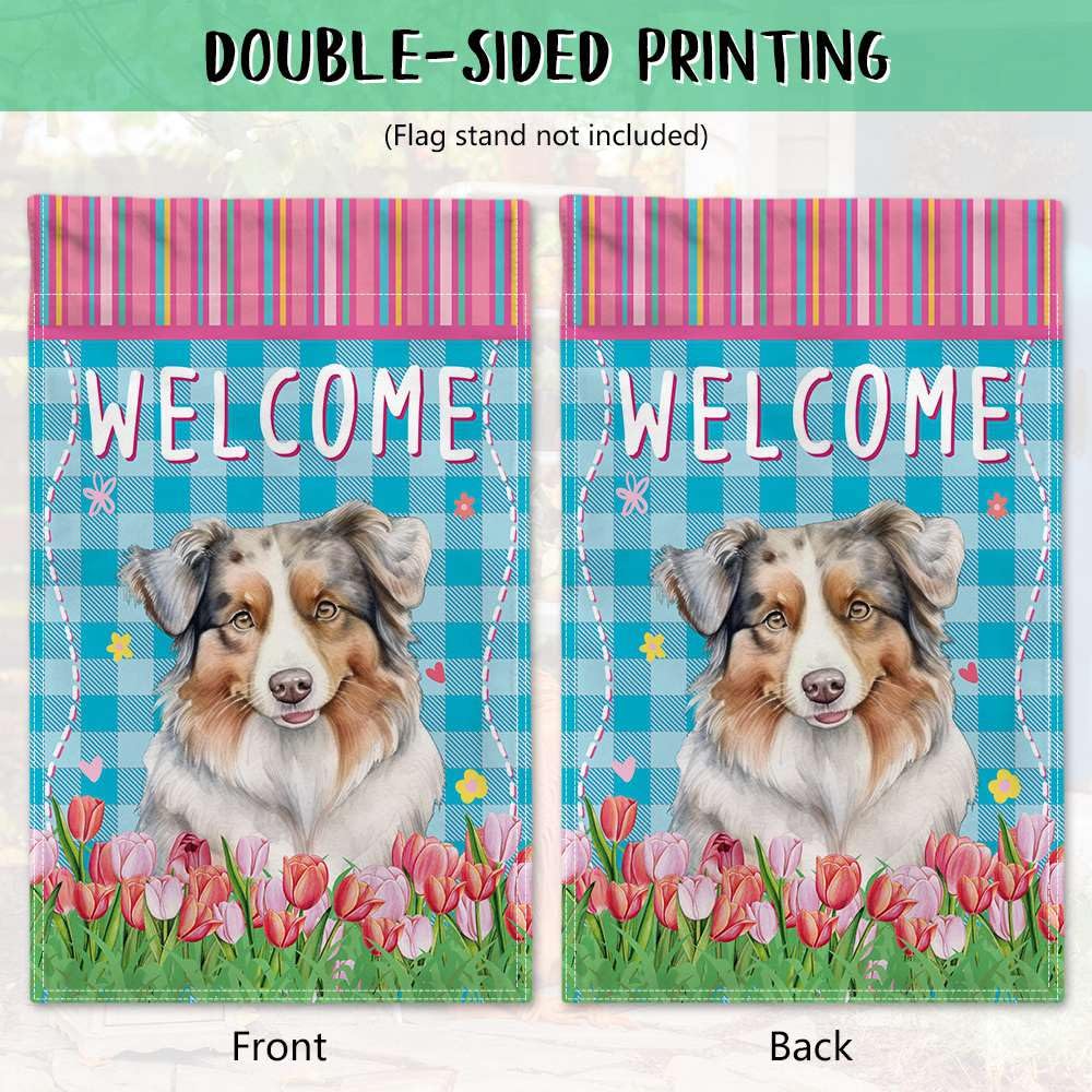 ZAEW „Hello Spring“ Gartenflagge (30 X 45 Cm) – Aquarell Mit Hund, Vögeln & Blumen, Doppelseitig Aus Jute
