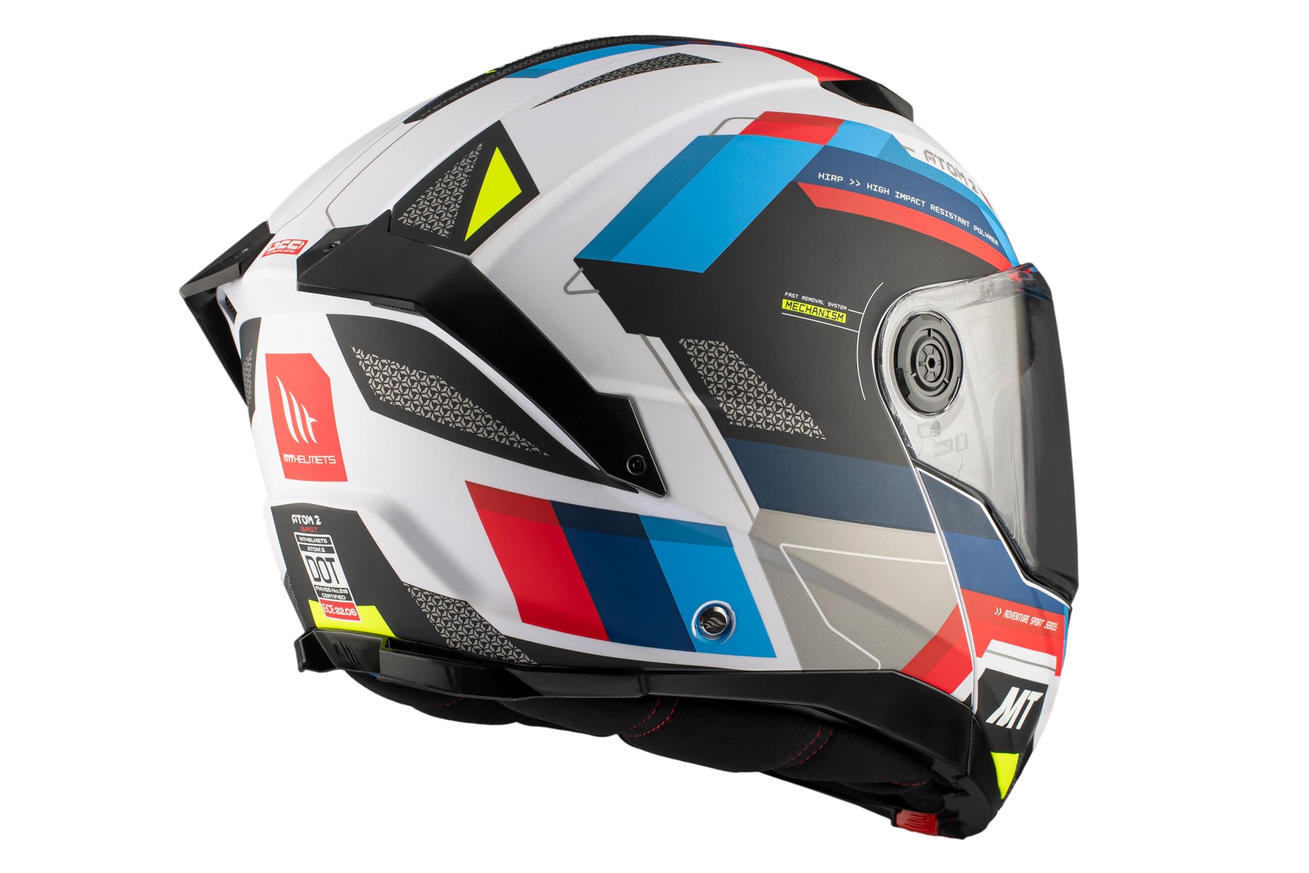 MT Helmets Atom 2 SV, Casco moto Modular Flip-Up, Visor Solar Retráctil, Interior Lavable, Preparado Intercomunicador UCS, Bloqueo frontal, Visor con posición Ventilación, Homologado ECE 22.06 & DOT