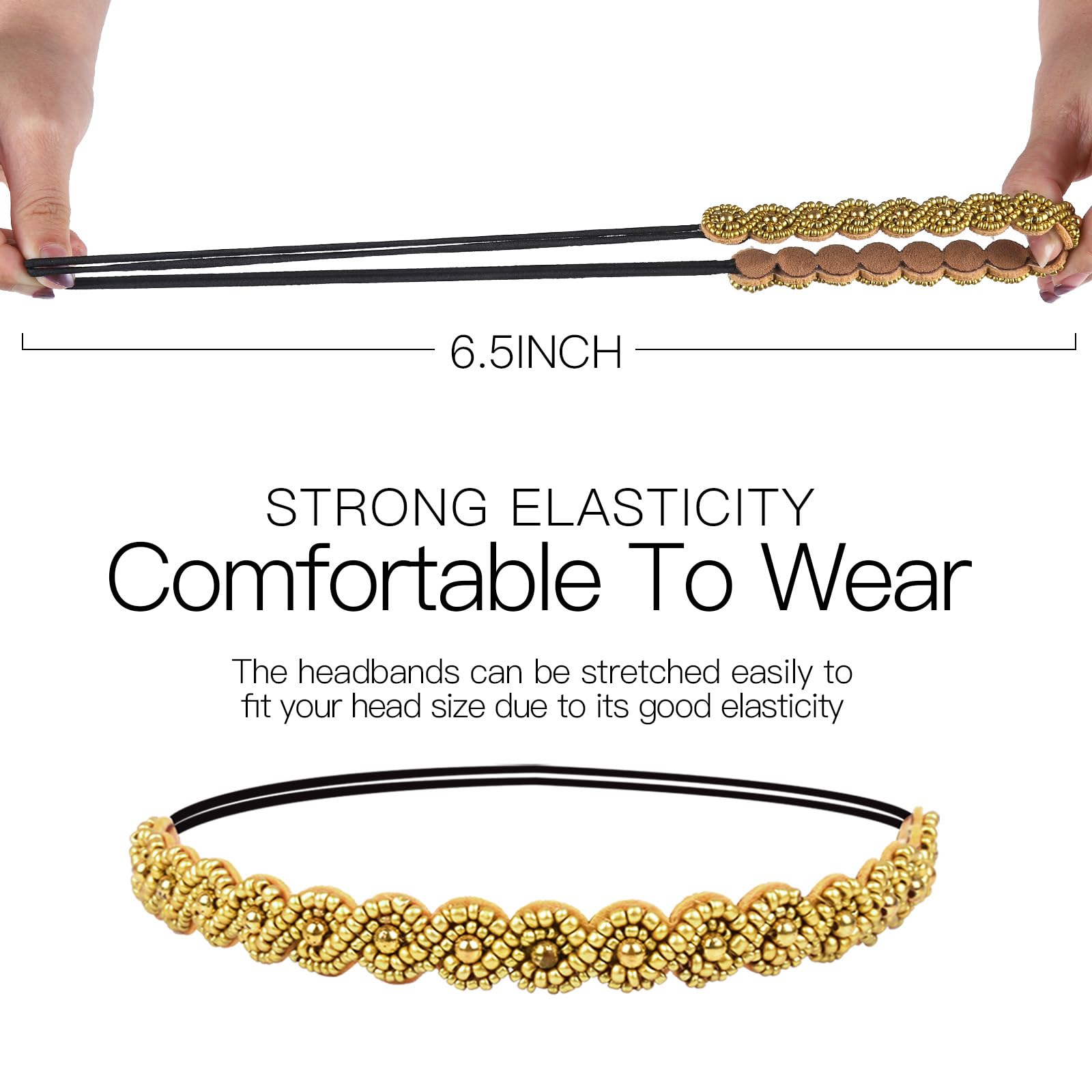 Teenitor - 6 diademas con cuentas de estrás para el pelo, para damas, mujeres, niñas, accesorios para el cabello, de 50 a 26,8 pulgadas, multicolor
