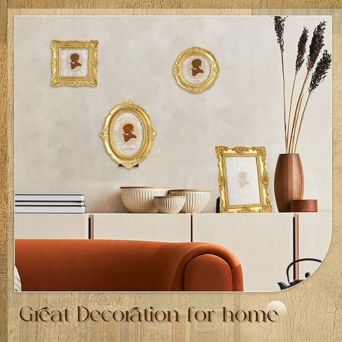 Miniatura 2 de 4 marcos de fotos vintage de resina clásicos barrocos dorados con parte delantera de vidrio adornado para colgar en la pared y exhibición de mesa