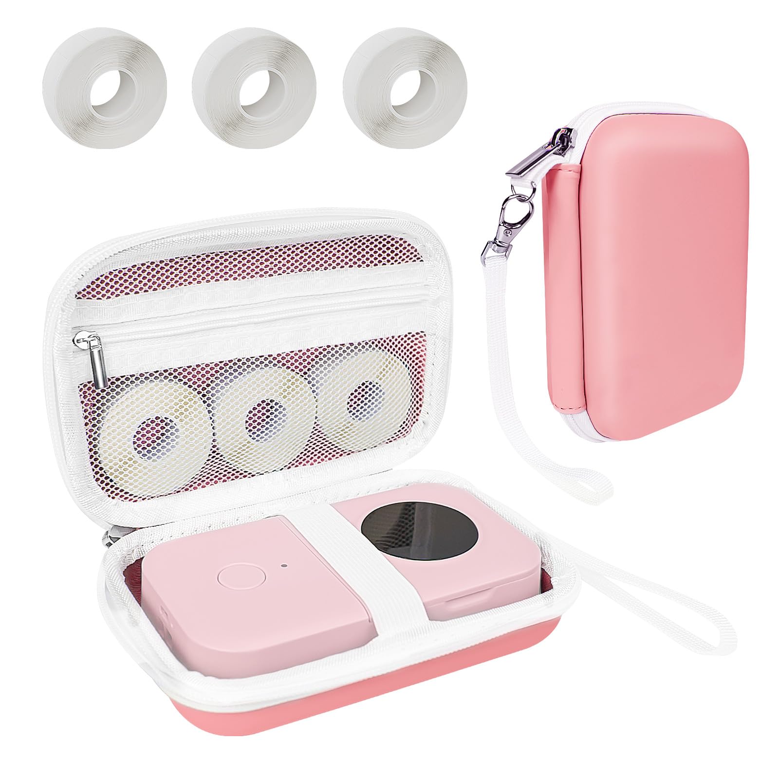 Teyomi Case Compatible with Phomemo D30 D35,for Phomemo D30 Label Maker with 3 Roll Label Tape(Label Paper 1/2" x 1 1/2" (12mm X 40mm))-Hard Shell Storage Bag-Coral red