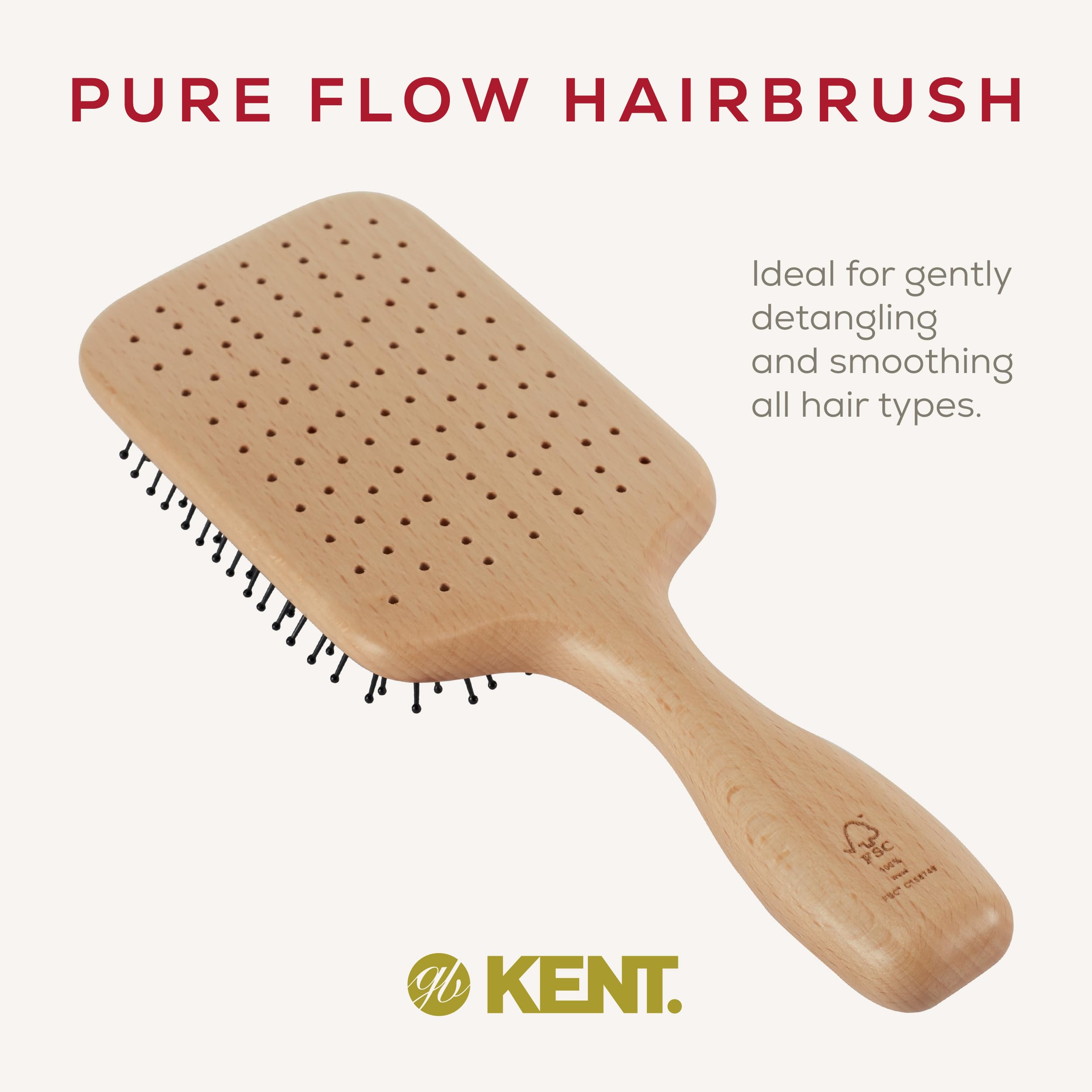 Kent Brushes Pure Flow Hairbrush, Large Vented Fine Quill Paddle Brush LPF2 - Image 3