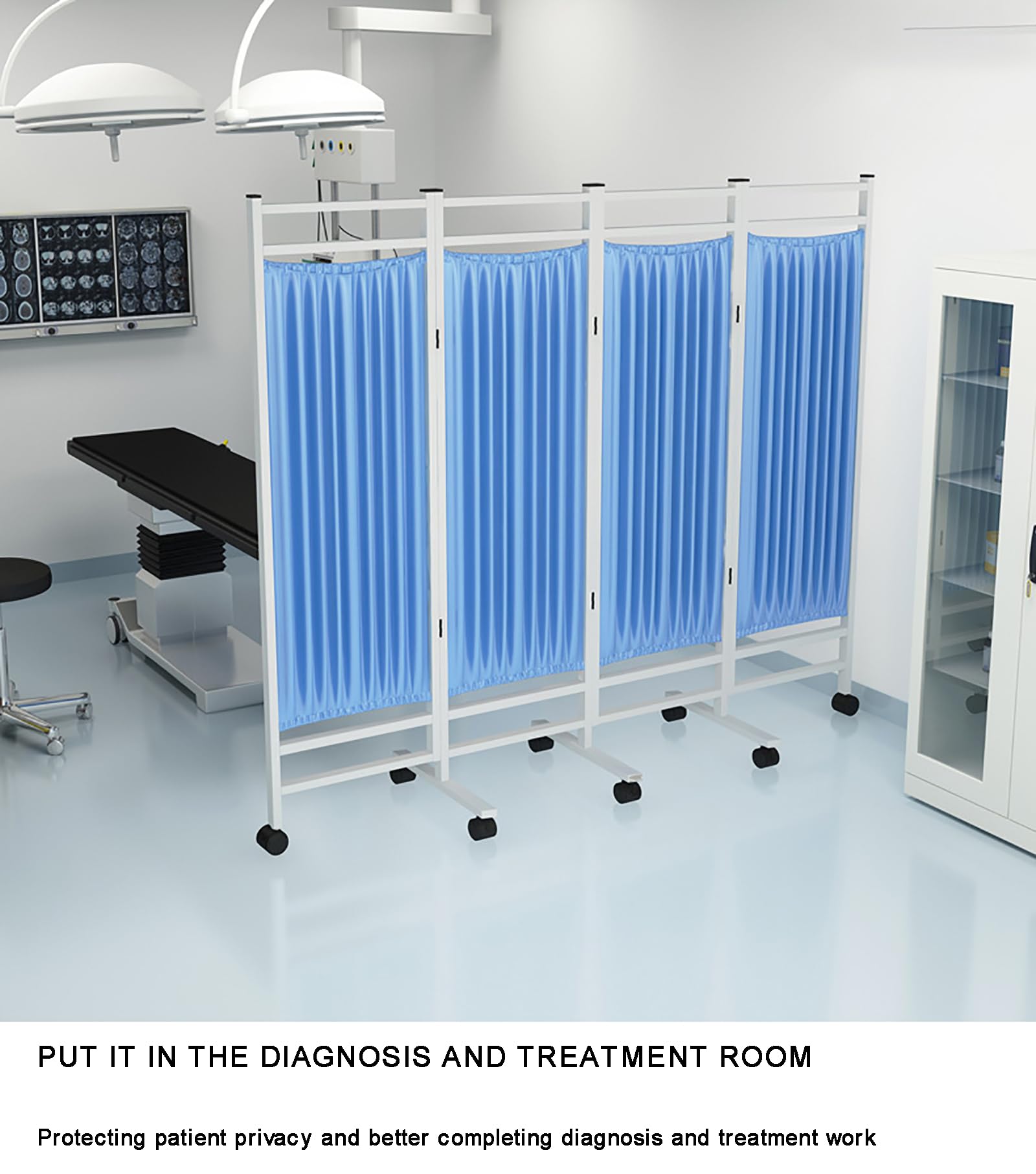 Medical Screen,Medical Privacy Screen Curtain,Partition Foldable with Universal Wheel,Waterproof Fabric,Suitable for Emergency Room, Ward, ICU Monitoring Room Divider,8 Doors