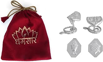 Dharmsaar Set of Naag Nagin Ka Joda Silver with Turtle & Fish, Chandi Ke Naag Nagin Kachua Machh, Silver Snake Set for Pooja, Bhoomi Pujan Kit