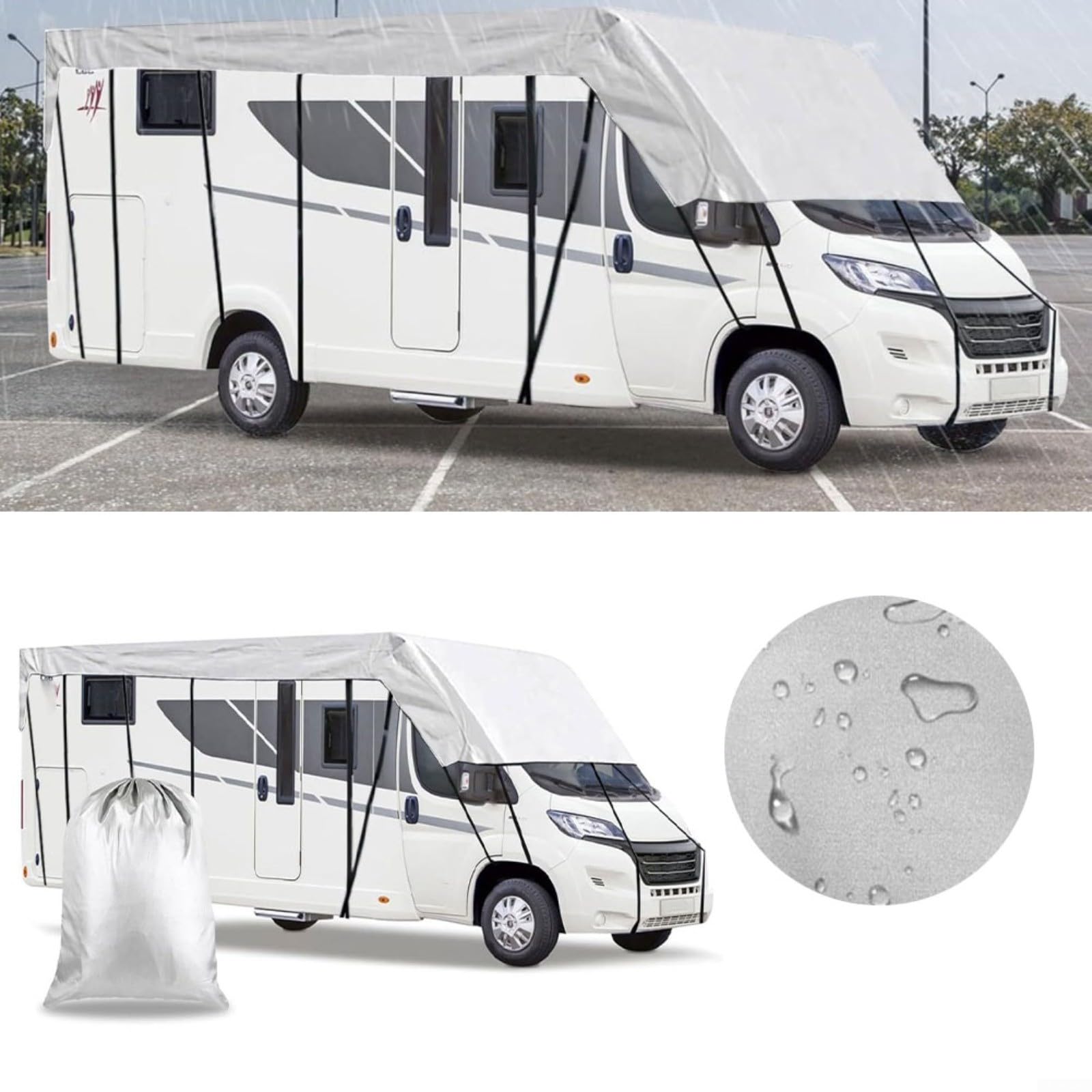 Cubierta de techo para caravana de 6,5 a 8,5 m, lona Oxford 210D, impermeable, protección solar para nieve, camión, remolque (6,5 x 3 m)