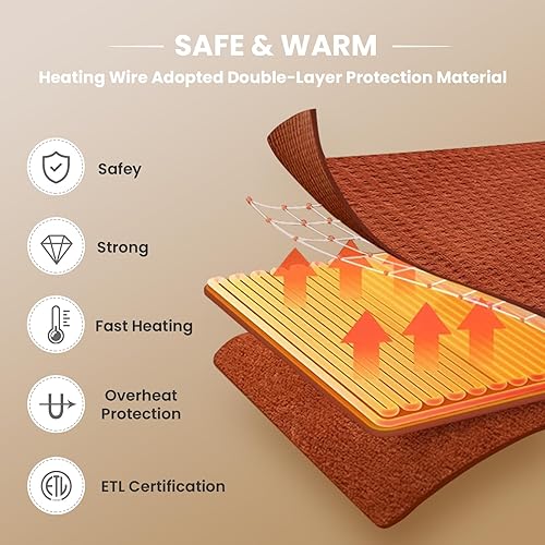 Miniatura 4 de HYLEORY Manta térmica Sherpa eléctrica para invierno, 6 ajustes de calor, con temporizador de 9 horas, apagado automático, sofá del hogar, lavable a