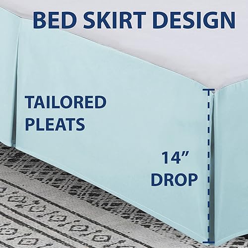 Miniatura 9 de Cathay Home Falda de cama plisada de microfibra de doble cepillado de fácil ajuste, ultra suave, resistente a la decoloración y a las arrugas,