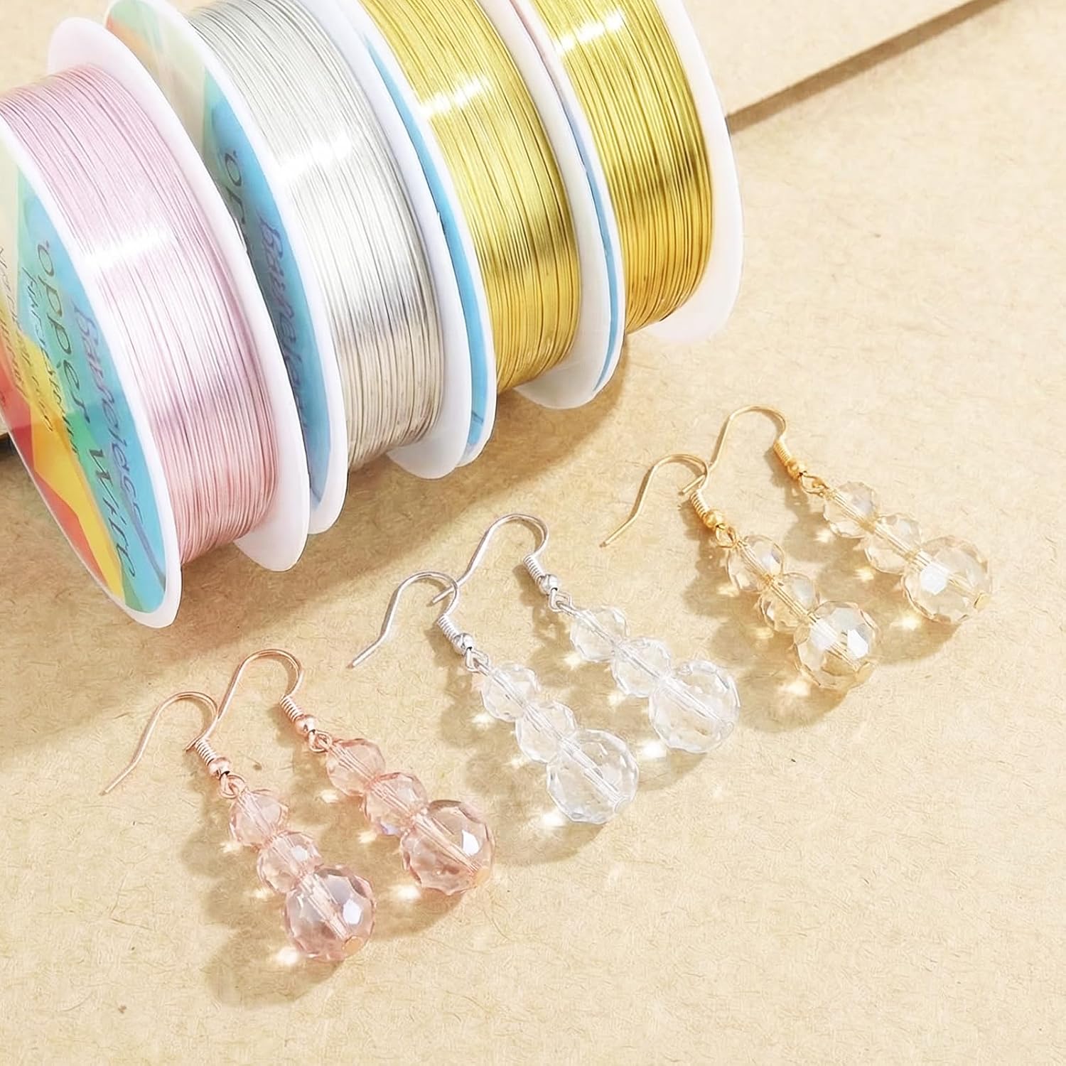 28 Gauge Craft Wire, 28 Gauge Wire for Jewelry Making, 3 Roll 15M/0.3mm Copper Wires Jewelry Beading Wires Copper Beading Craft 3 Colors Dead Soft Bendable for Bracelets, Rings, Earrings