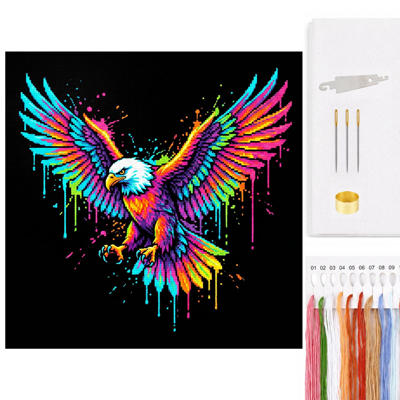 Animal Full 14CT 2 Strands DIY Cross Stitch Kit 11.81x11.81inch Embroidery Craft for Beginners Adults Home Decor