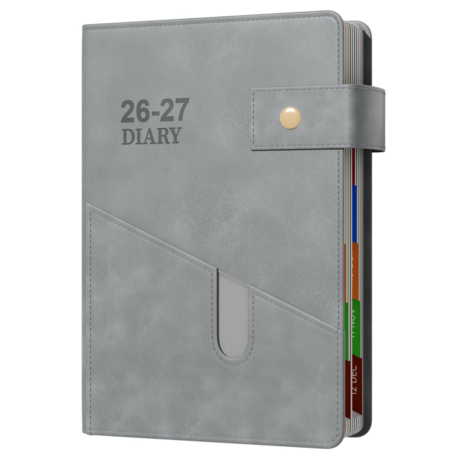 Academic Diary 2026-2027 Page A Day A5, July 2026 - June 2027, Button Strap 26-27 Mid Year Diary with Colorful Tabs, 400 Pages 80-gsm Paper, 2 Bookmarks, Front Pocket - 26-27 Planner for Teachers