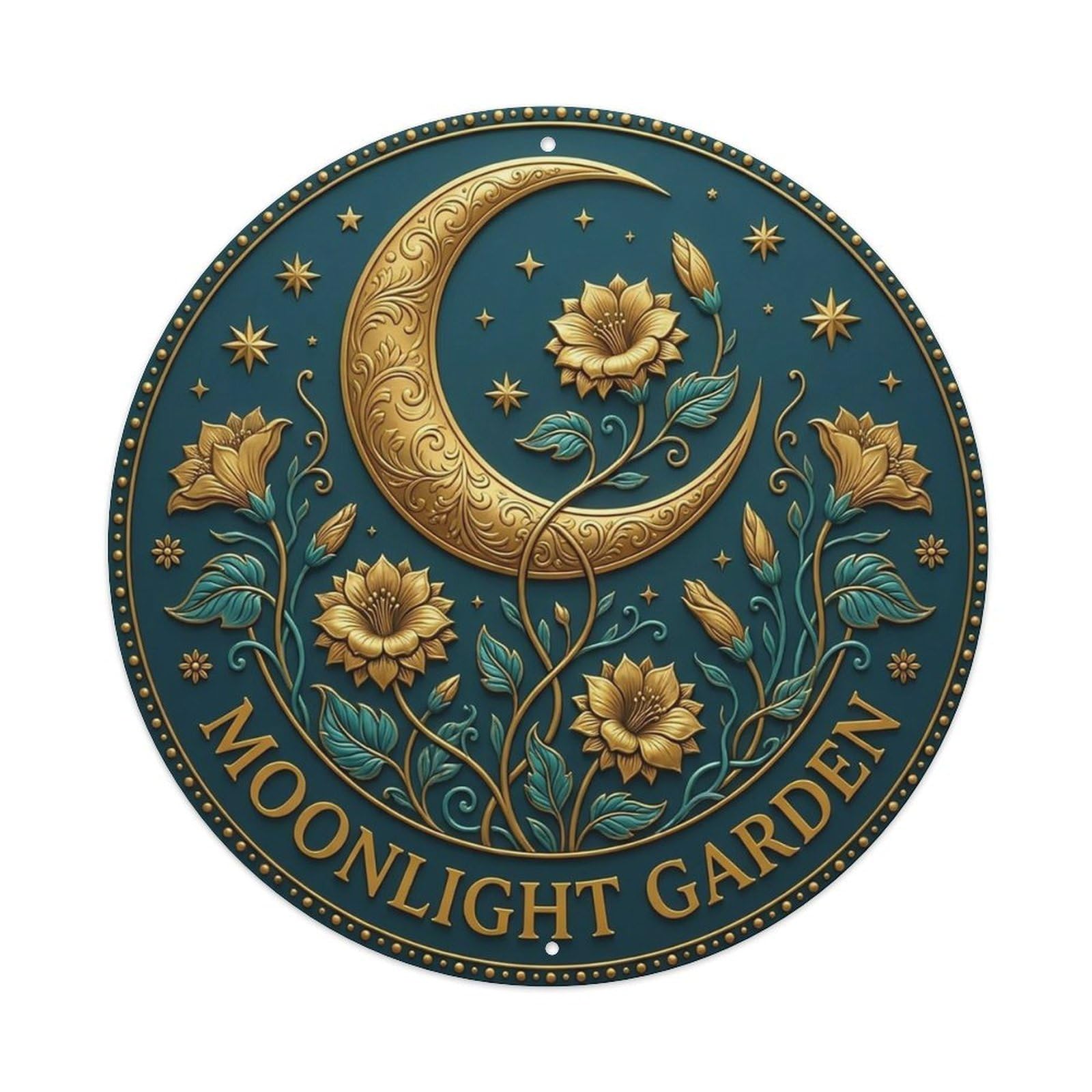 Vintage Moonlight Garden Flower Zen Yoga Metal Tin Sign