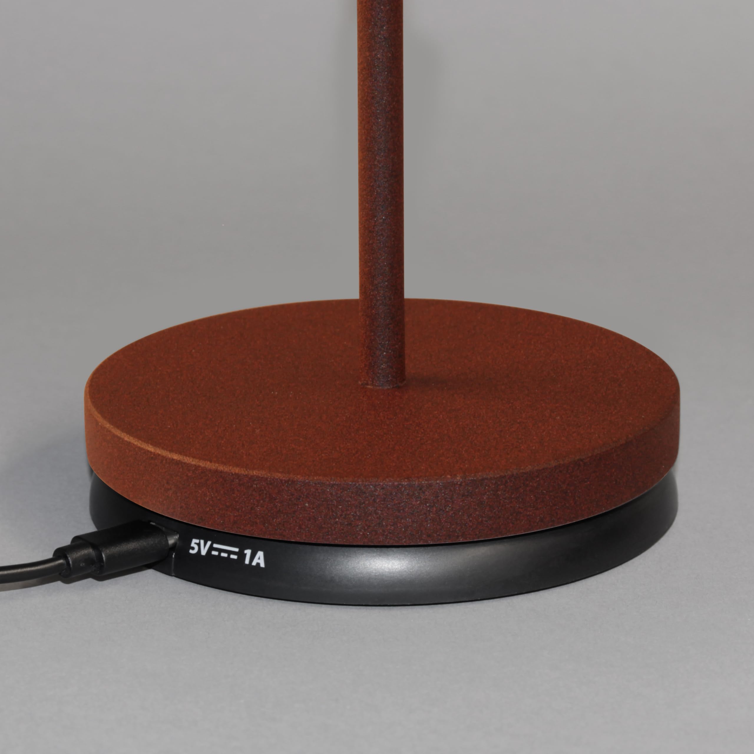Outdoor Akku Tischlampe COSENZA Rostfarben ohne Kabel mit USB Anschluss & Ladestation