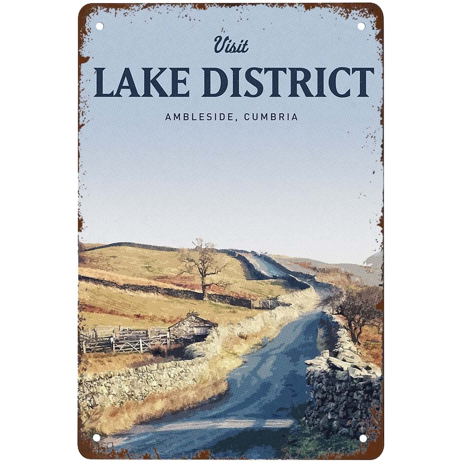 Kwqdozf As Pic Funny Visit The Lake District Signs Wall Decor Vintage Metal Tin Sign Art P