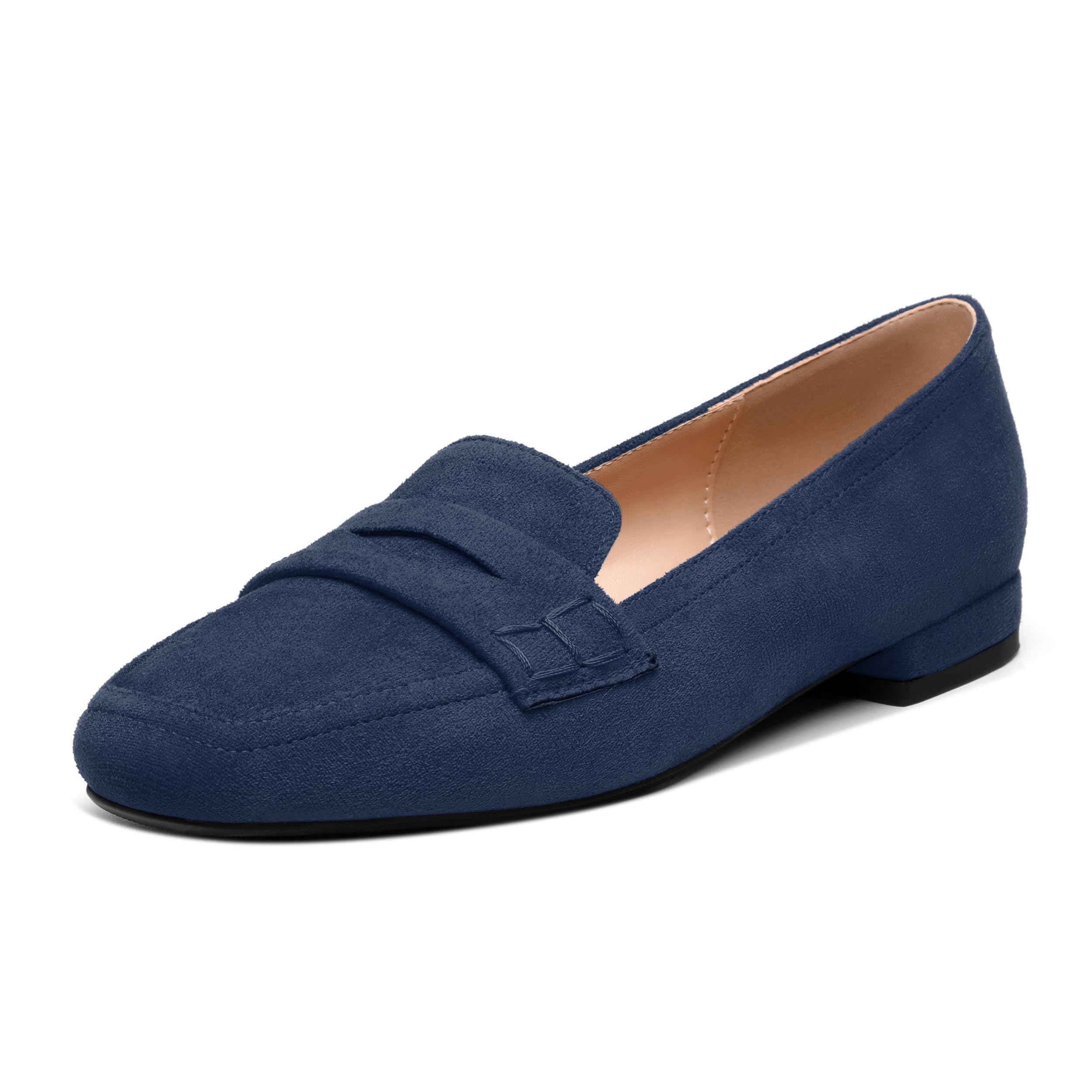 MODENCOCO Women's Loafers Comfortable Square Toe Flats Soft Women's Loafers & Slip-ons Fashion Suede Dress Shoes for Work Dating Casual