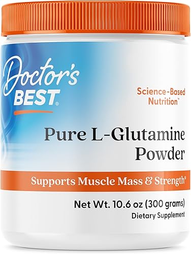Doctors Best Polvo puro de L-glutamina apoya la masa muscular la fuerza y la recuperación después del entrenamiento aminoácidos 1058oz
