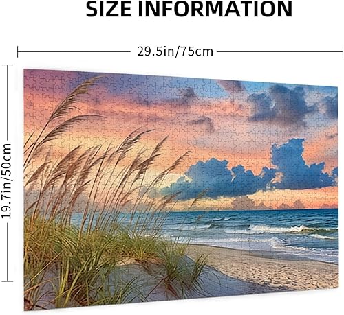 Miniatura 2 de Rompecabezas de 1000 piezas para adultos, rompecabezas de playa, puesta de sol, formación de madera, arte de pared para sala de estar, accesorios de