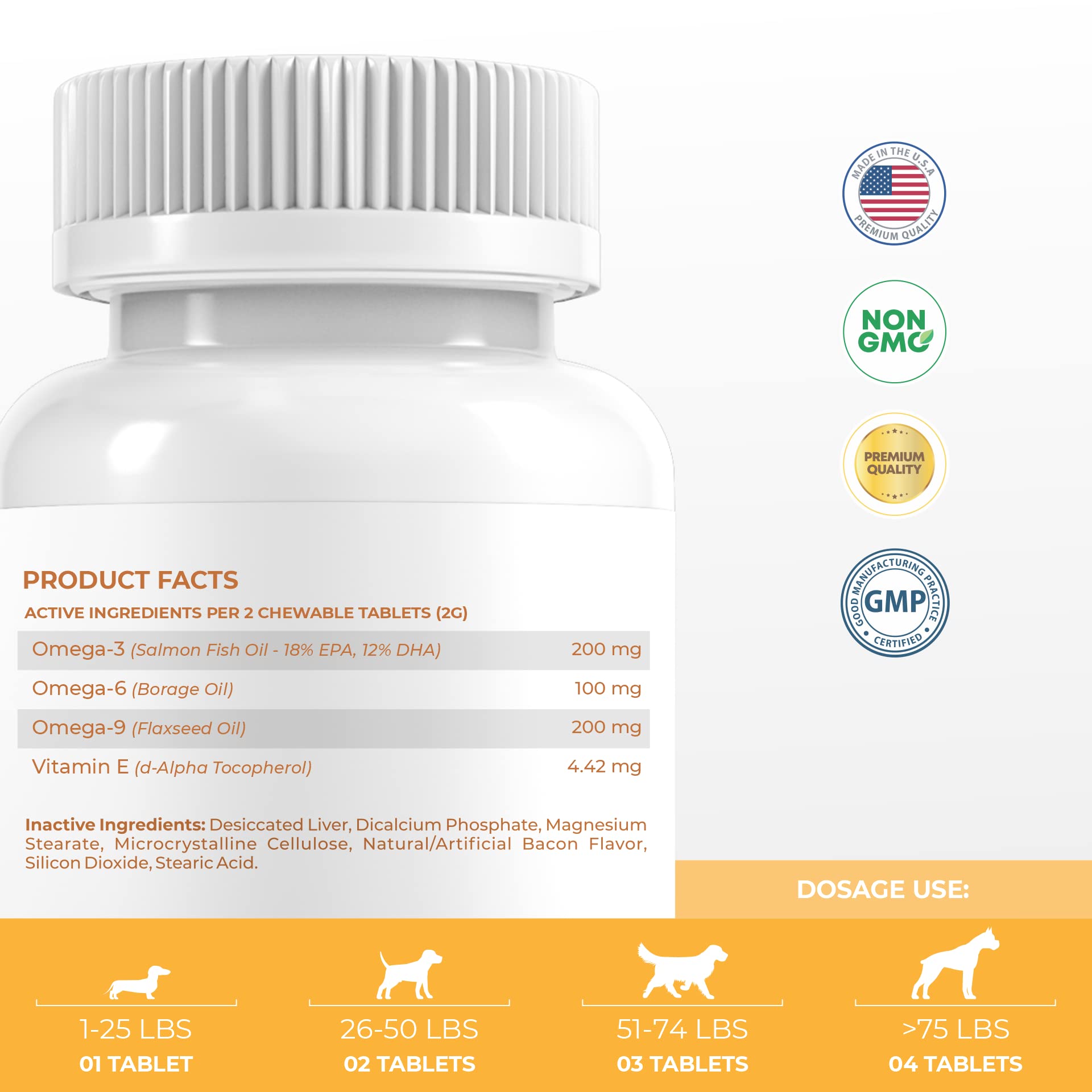 Omega 3 for Dogs Salmon Oil for Dogs, Dog Allergy Relief, Immune Support, Dog Skin and Coat