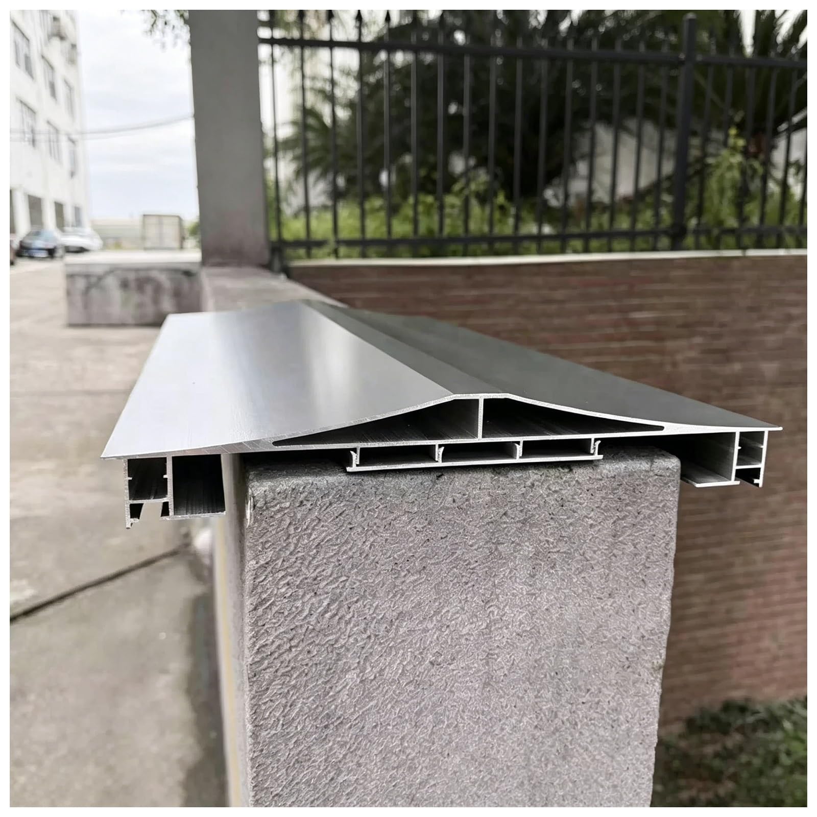 Lxlzyxsf 166-216Mm(6 9/16"-8 1/2")W Aluminum Rain Deflector/Protector For Parapet Walls, Cuttable Garden Wall Coping/Accent Cap With Led Light Strip Channels, Black Brown Gray(//2") W,4.6′)