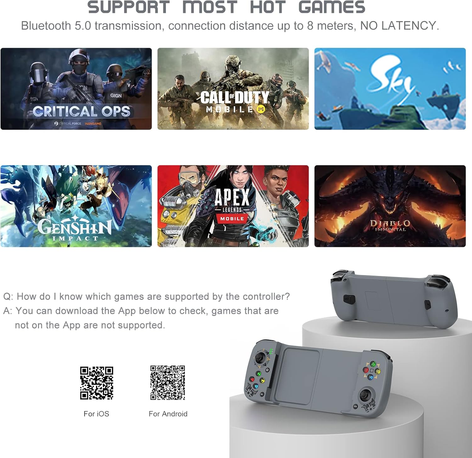 Joso Wireless Controller for Android, iPhone, Bluetooth Gamepad Joysticks for Samsung Galaxy 22/21/20, iPhone 14/14 Plus/14 Pro/14 Pro Max/13 Pro Max, COD Mobile, APEX, Genshin Impact - Direct Play : Video Games