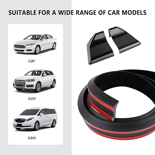 Miniatura 6 de Alerón trasero brillante de 59 pulgadas, borde de alerón trasero 3D, decoración de coche, universal, sin perforaciones, para portón trasero, techo