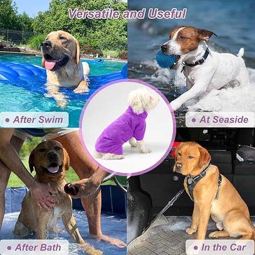 Miniatura 7 de Zorela Abrigo de secado para perro, bata de baño súper absorbente para perro, bata de microfibra de 14.11 ozm para secar perros, bata de perro súper