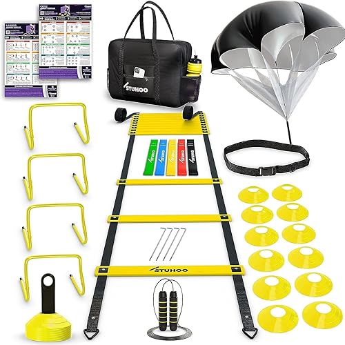 STUHOO Agility Training Equipment Set Soccer Training Equipment for Kids Agility Ladder Speed Training Equipment with Bag Football Training