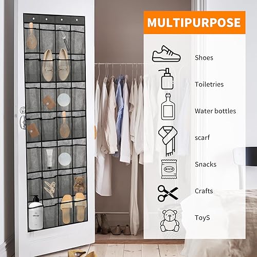 Miniatura 5 de Organizador de zapatos de puerta, 28 compartimentos para colocar sobre la puerta, ahorra espacio en la habitación, adecuado tanto para hombres como