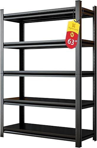 Miniatura 18 de Estantería de acero resistente de 5 niveles con capacidad de 3000 libras | Almacenamiento de garaje y sótano | Estantería de metal industrial para