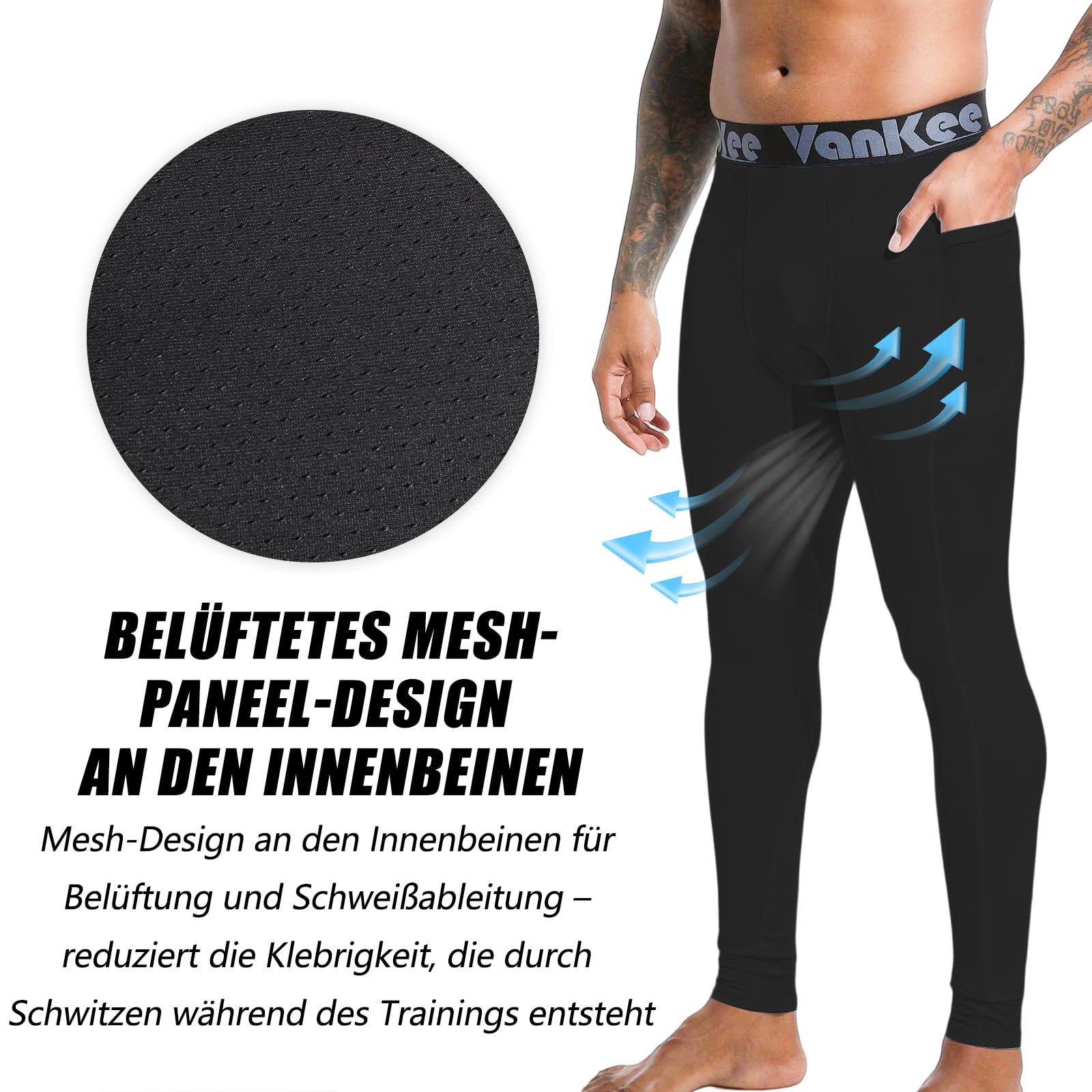 Pantalones de Compresión para Hombre con Bolsillos Mallas Deportivas para Correr Pantalones de Secado Rápido Capa Base de Sudor para Baloncesto Fútbol Yoga Gimnasio