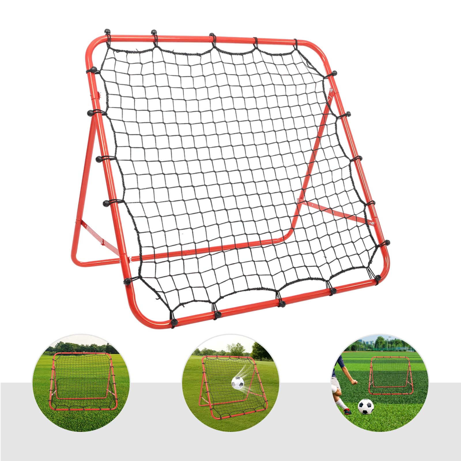 Porta di rimbalzo da calcio, 100 x 100 cm, parete di rimbalzo Kickback, dispositivo di allenamento portatile per allenamento di pass e tiro in giardino