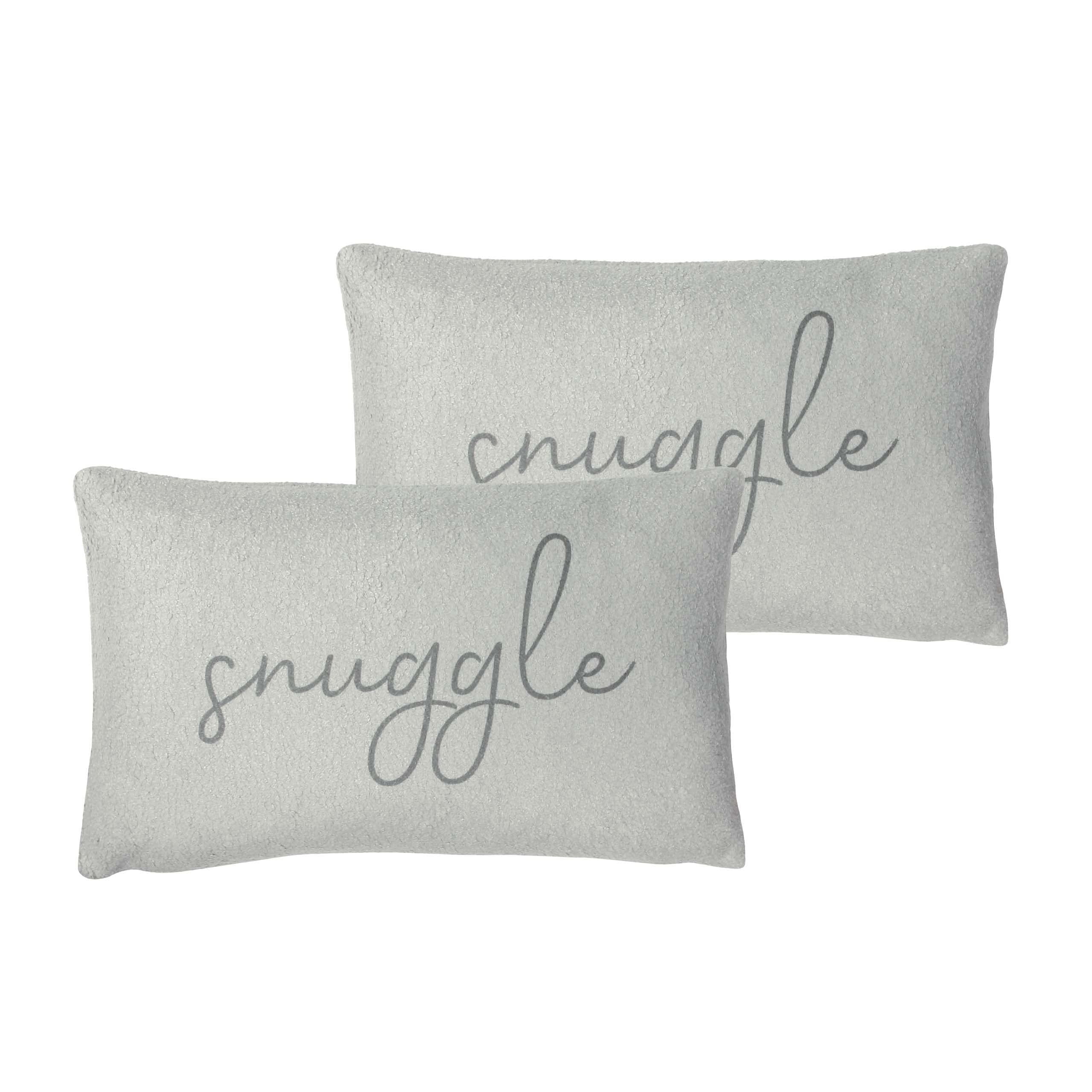 furn. Shearling Feather Filled Cushions Twin Pack, Grey, 30 x 50cm