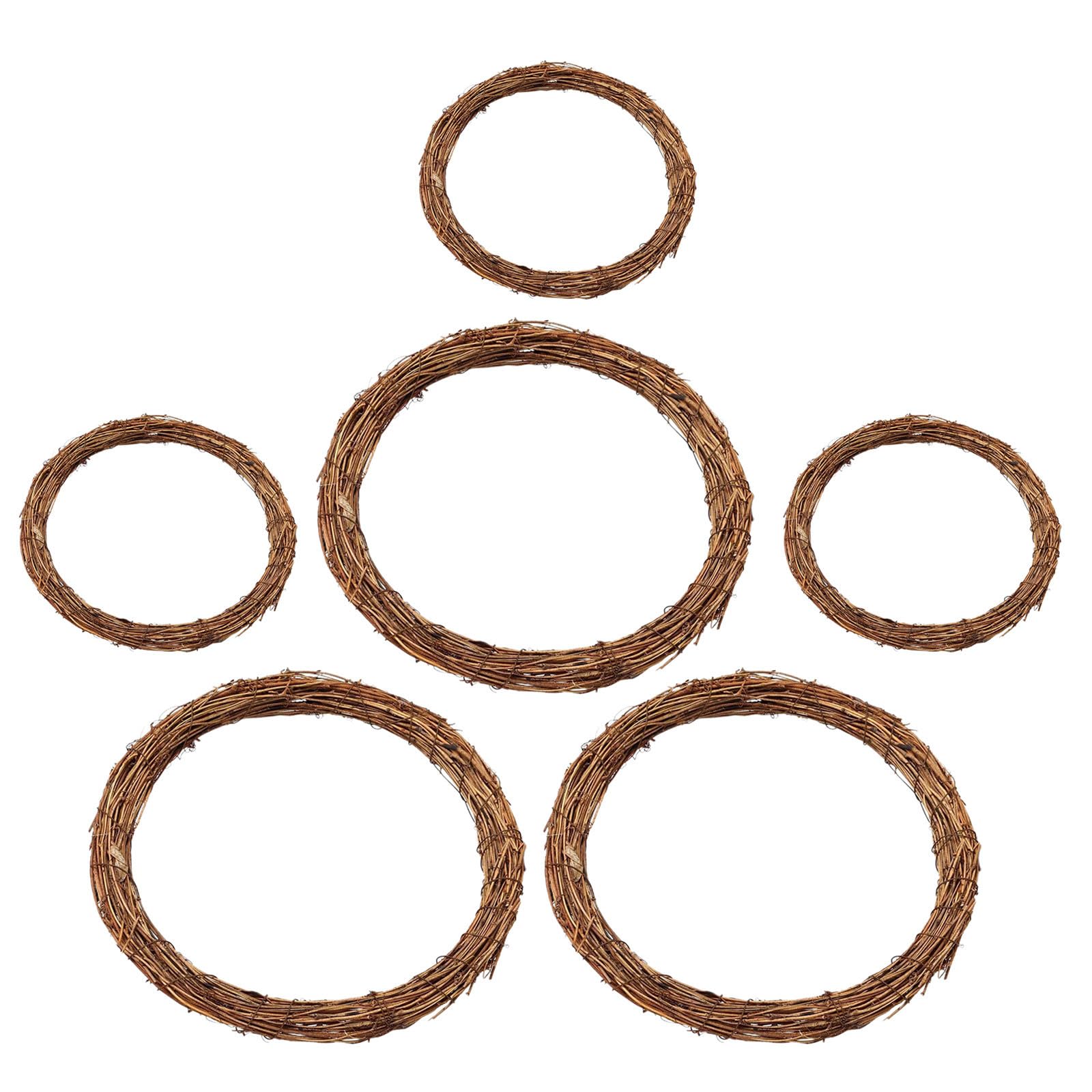 Toyvian 18 Stück Runder Weinrebenkranz aus Rattan, Naturbraun, Robust für