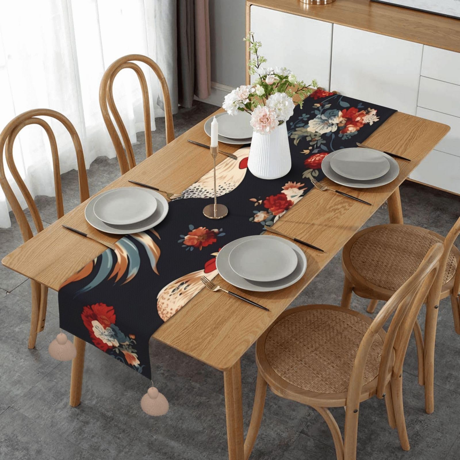Chemin de table en lin de qualité supérieure nappe Thanksgiving de style ferme