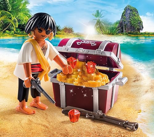 Miniatura 2 de Playmobil Special Plus 9358 Pirata con cofre del tesoro, multicolor