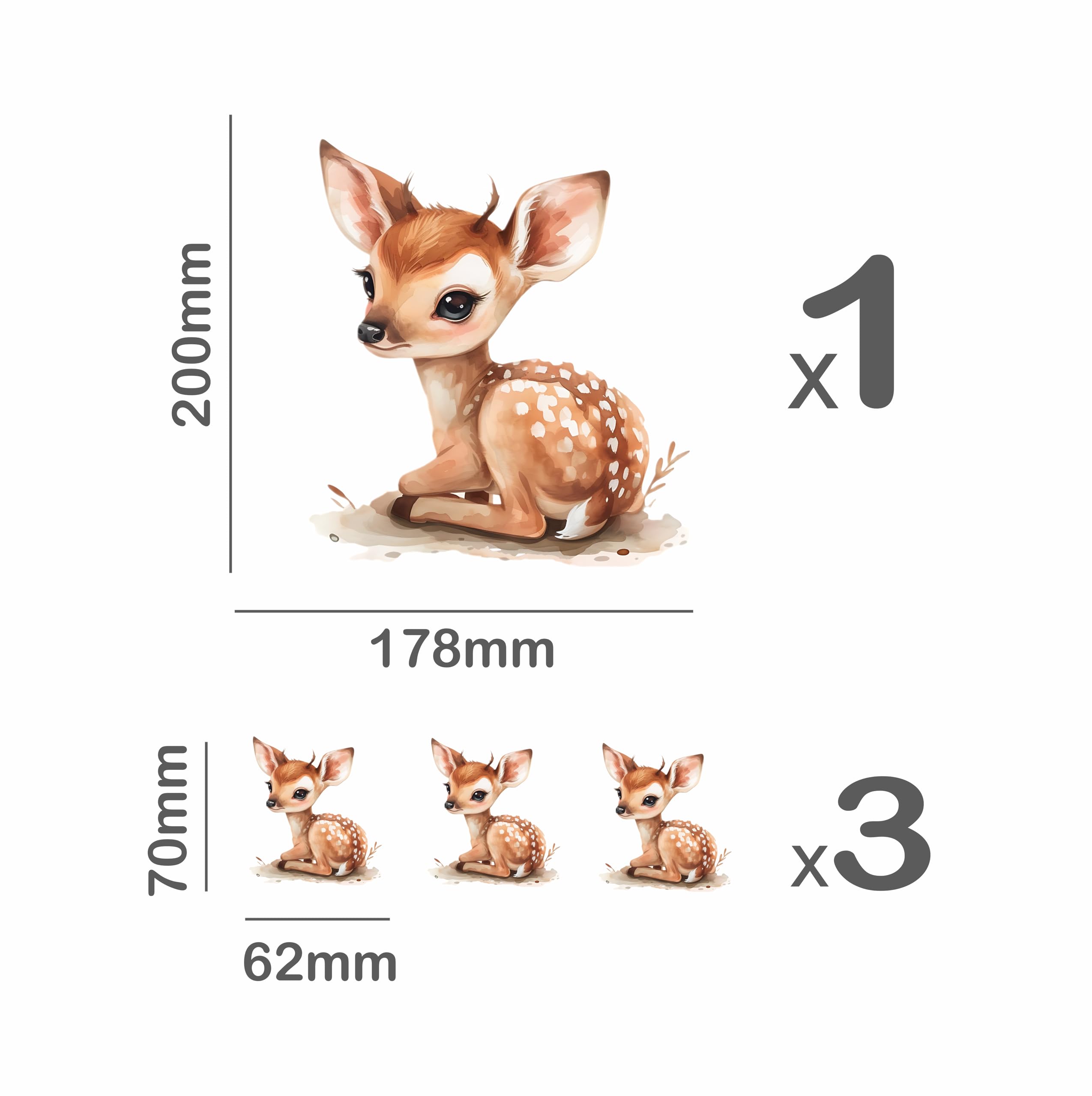 x4 Baby Deer Vinyl Stickers Cover Marks Non Transparent Waterproof Nursery Decals 1@ 20cm Tall Ideal for Toilets car, Toybox - Image 2