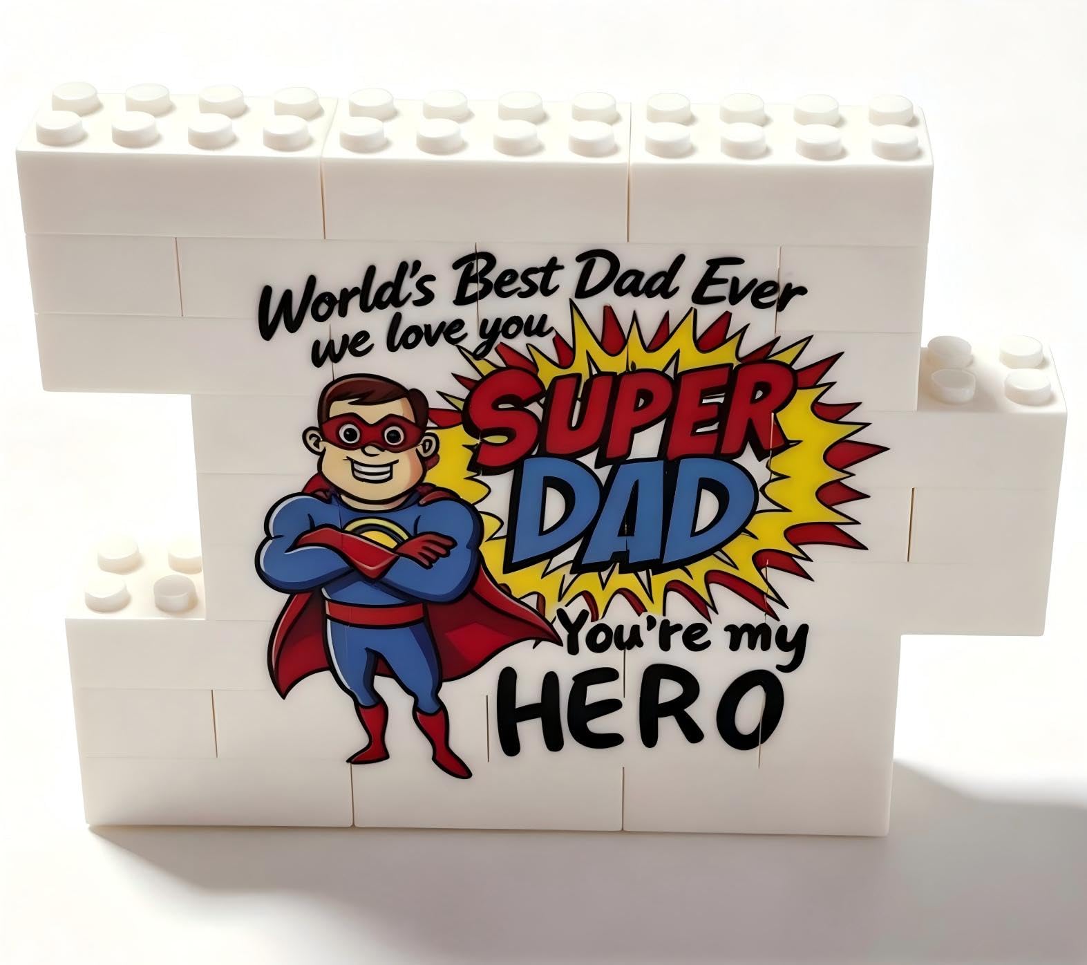 Dad Gifts from Daughter Son - Super Dad Plaque Gift for Father’s Day, Birthday & Christmas – Funny Desk Decor, Personalised Dad Present from Daughter or Son, Unique Father New Step Papa Card