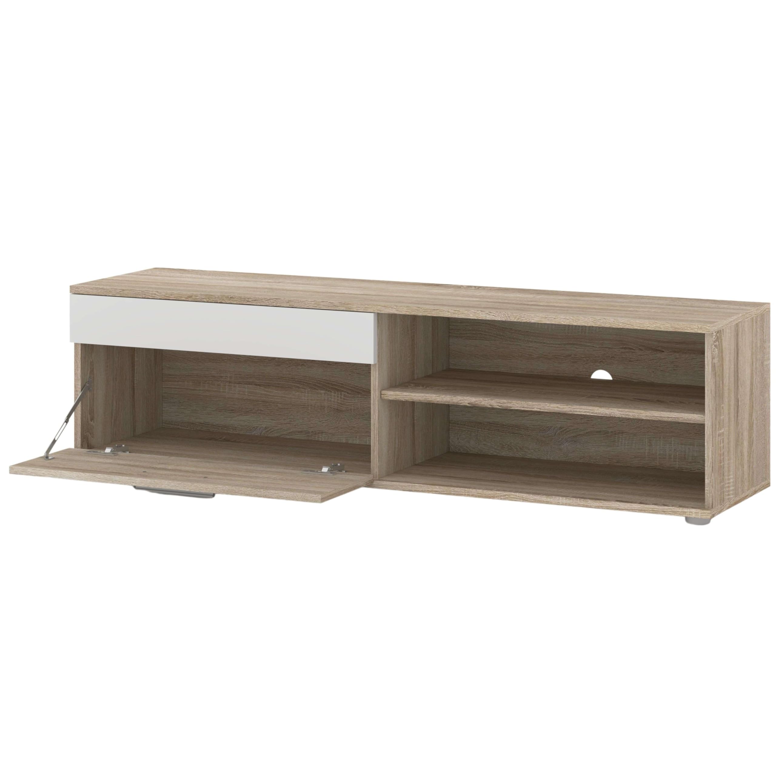 Miroytengo Muebles de Salón Comedor Estilo Nórdico: Módulo TV, 2 Armarios, Estante, Color Blanco y Roble Sonoma
