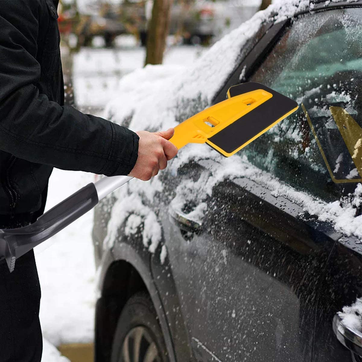 XMING Luoistu Car Scraper Scraper Snow Cepillo de Nieve 2 en 1 Coche Extensible Limpiador de Parabrisas Removedor de Nieve con Scaregee y Sponge
