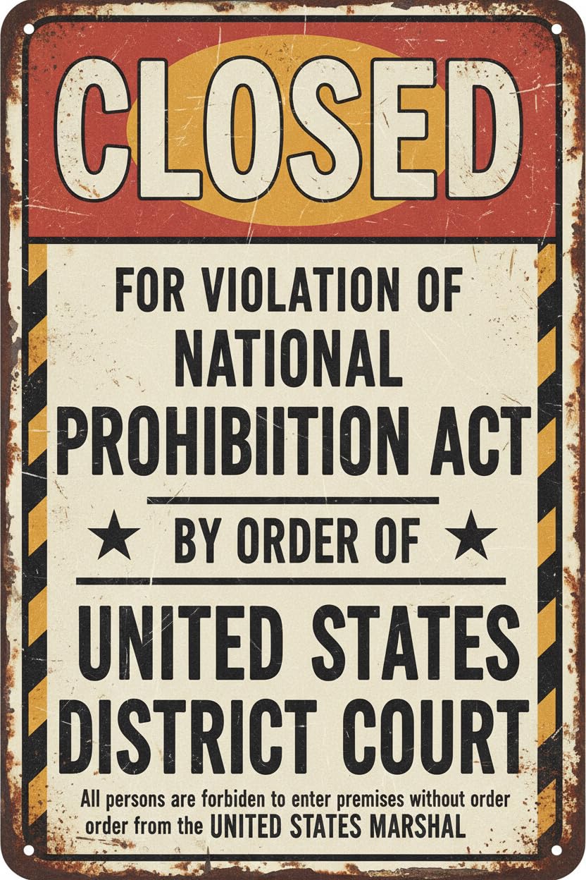 Speakeasy Prohibition 1920s Tin Sign, 12x8 Inch Bar