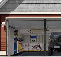 Vista 12 de Pantalla de puerta de garaje para 1 coche de 8x7 pies, pantalla magnética de garaje con malla retráctil de fibra de vidrio y base lastrada