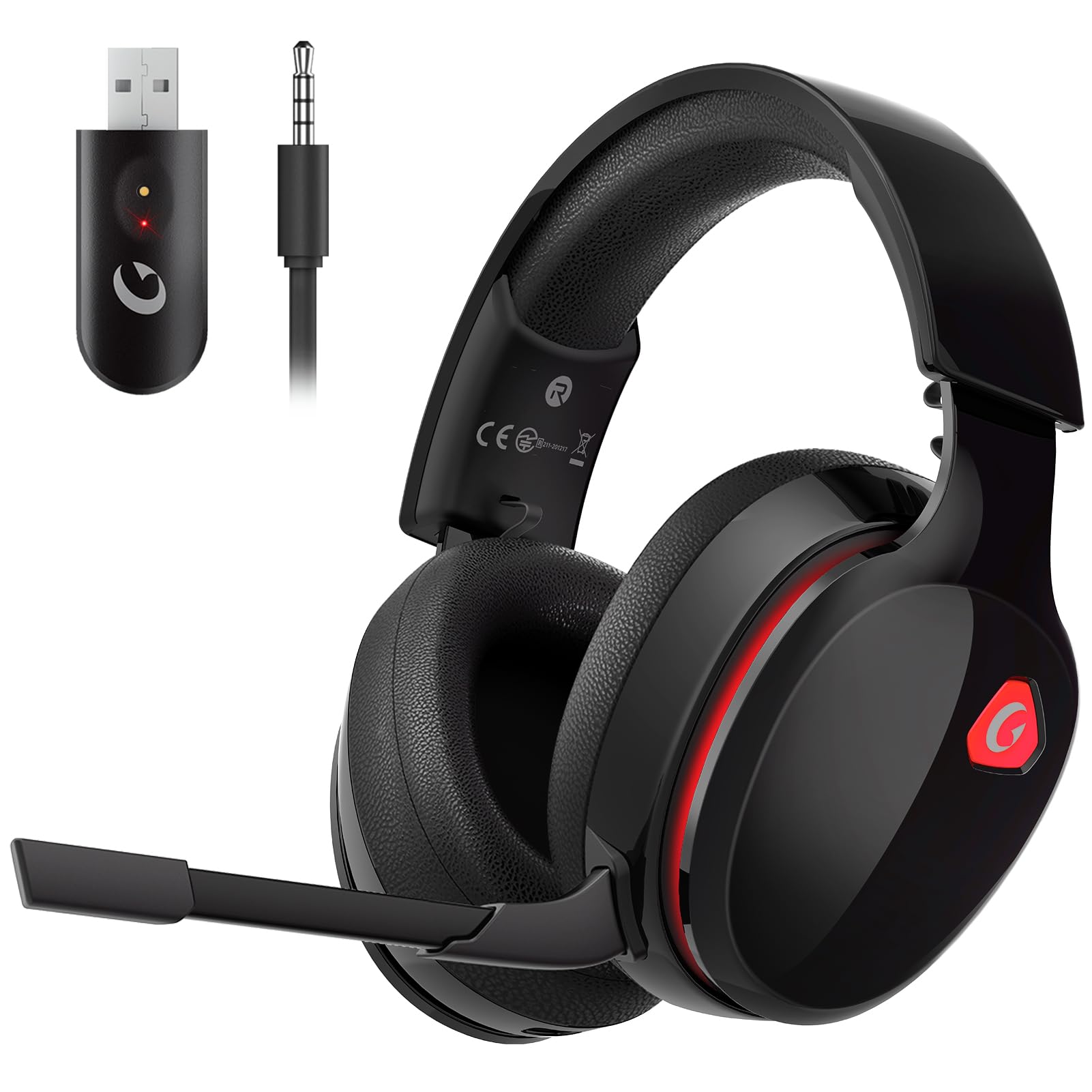 Gvyugke Cuffie da gioco wireless con auricolare, Cool RGB, Microphone Technology, batteria a 40 ore